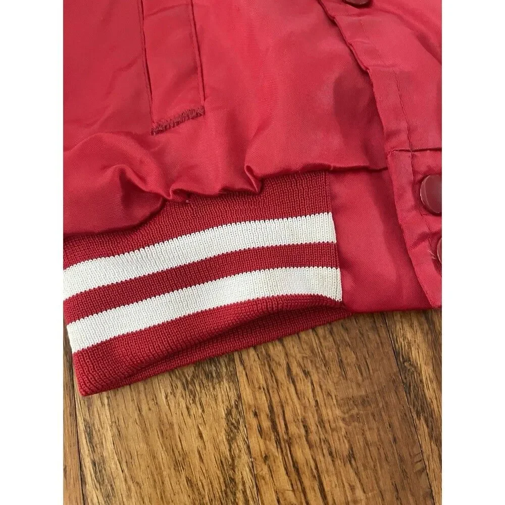 Vintage Mickey Mouse Satin Jacket Kids Size 5 Disney Red Bomber 80s 90s